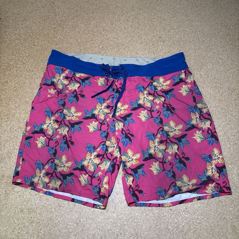 Patagonia Board Shorts Mens 38 Floral All Over Print  Drawstring Swim Trunks F2